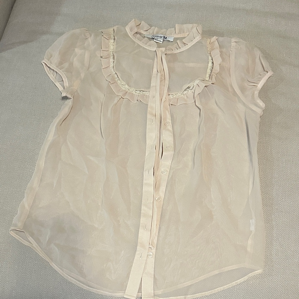 Forever 21 Sheer Cream Blouse